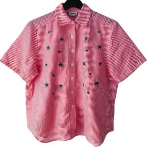 Vintage 90s Bonworth Stripes & Stars Spangled Boxy Button Shirt Fourth of July